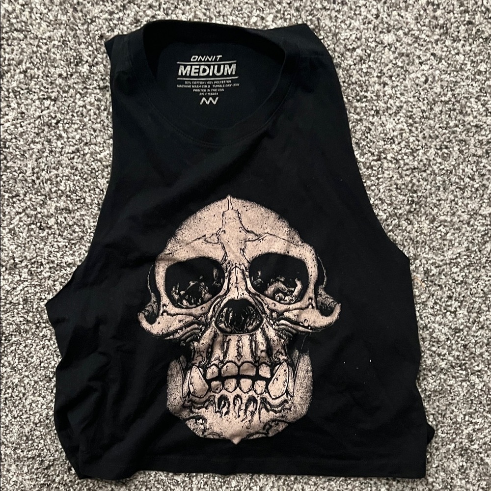 Black Skull Graphic Tank Top
